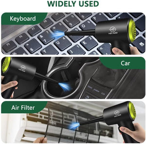 Compressed Air Duster, 3 Speeds Cordless Electric Air Duster with LED Light for Computer Keyboard Cleaning, Enhanced 100000 RPM Air Blower, 6000mAh Rechargeable Battery, New Generation Canned Airs