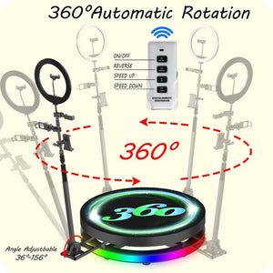 360 Photo Booth Machine for Parties with Ring Light Free Custom Logo 5 People Stand on Remote Control Automatic Slow Motion 360 Spin Photo Camera Booth 100cm 39.4 inch with Flight Case