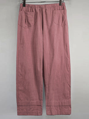 Women Plus Size Shift Solid Holiday Paneled Cotton Linen Pockets Pants