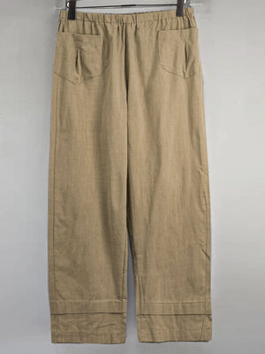 Women Plus Size Shift Solid Holiday Paneled Cotton Linen Pockets Pants