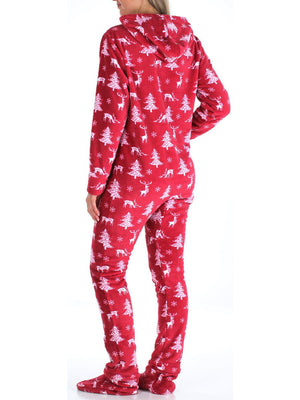 Christmas Family Matching Cranberry Deer Onesie Pajamas Jumpsuit