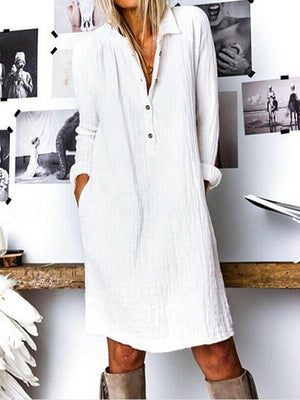Long Sleeve Cotton Casual Dresses