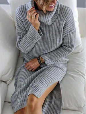 Long Sleeve Knitted Holiday Turtleneck Dresses